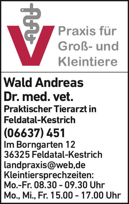 Anzeige Wald Andreas Dr. med. vet. Tierarzt