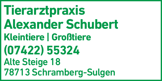 Anzeige Schubert Alexander Tierarztpraxis
