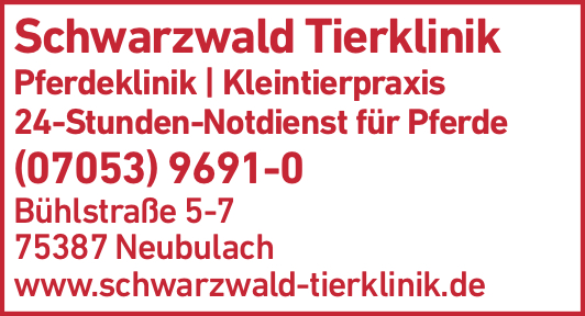 Anzeige Schwarzwald-Tierklinik GmbH