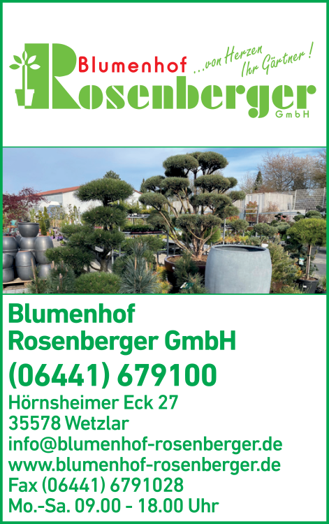 Anzeige Blumenhof Rosenberger GmbH Anzeige Blumenhof Rosenberger GmbH