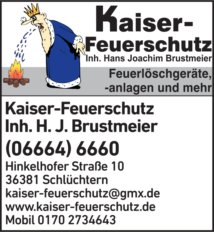 Anzeige Kaiser Feuerlöschgeräte u. Anlagen Inh. H.-J. Brustmeier Anzeige Kaiser Feuerlöschgeräte u. Anlagen Inh. H.-J. Brustmeier