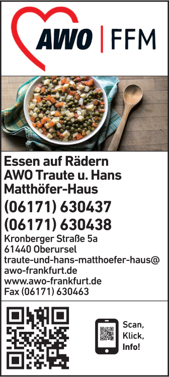 Anzeige AWO - Essen auf Rädern - Traute u. Hans Matthöfer-Haus Anzeige AWO - Essen auf Rädern - Traute u. Hans Matthöfer-Haus