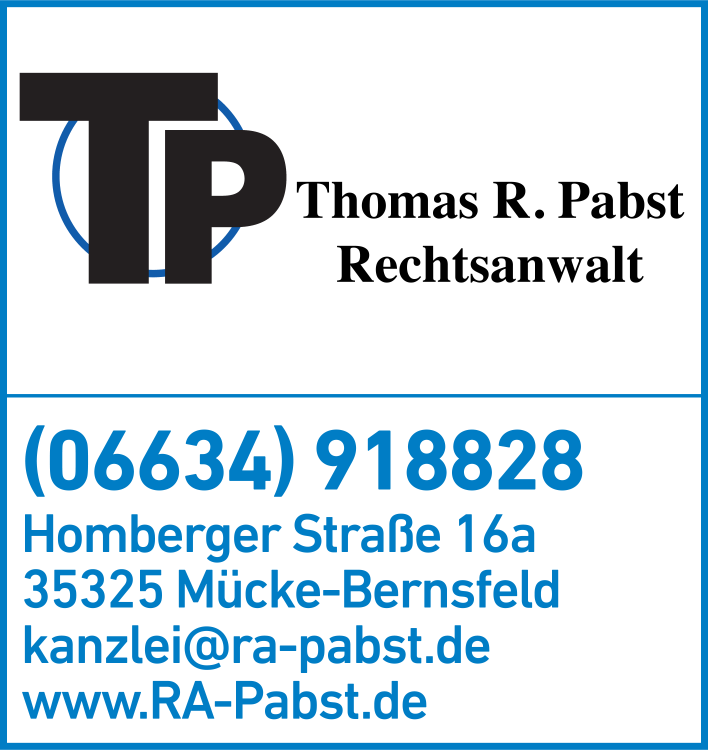 Anzeige Pabst Thomas Rechtsanwalt Anzeige Pabst Thomas Rechtsanwalt