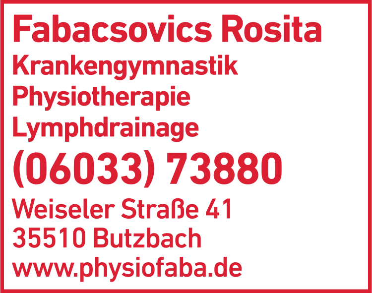Anzeige Fabacsovics Rosita Krankengymnastik Anzeige Fabacsovics Rosita Krankengymnastik