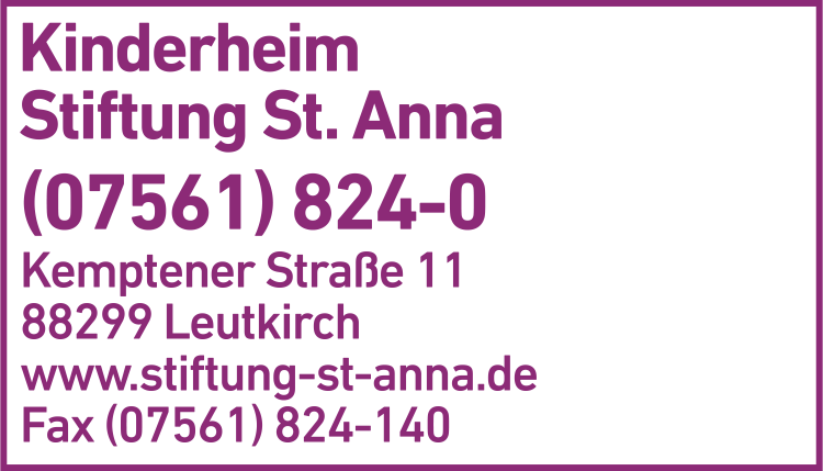 Anzeige Stiftung St. Anna Anzeige Stiftung St. Anna
