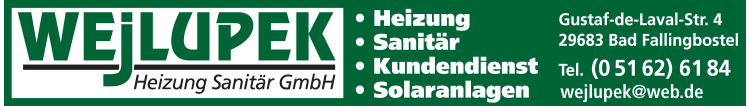 Anzeige Wejlupek Heizung Sanitär GmbH Anzeige Wejlupek Heizung Sanitär GmbH
