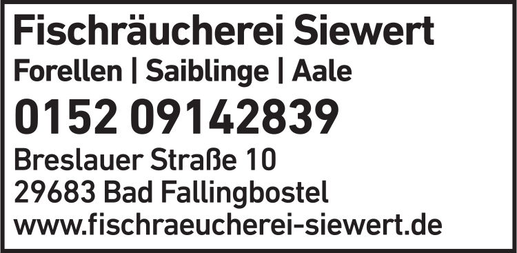 Anzeige Fischräucherei Siewert Anzeige Fischräucherei Siewert