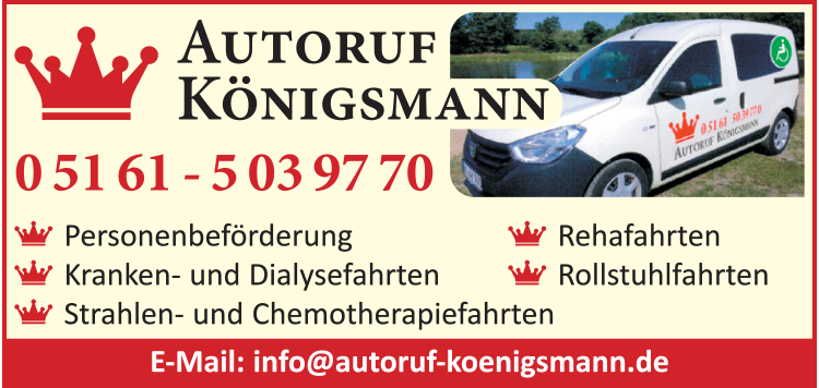 Anzeige Königmanns Autoruf Bernd Anzeige Königmanns Autoruf Bernd