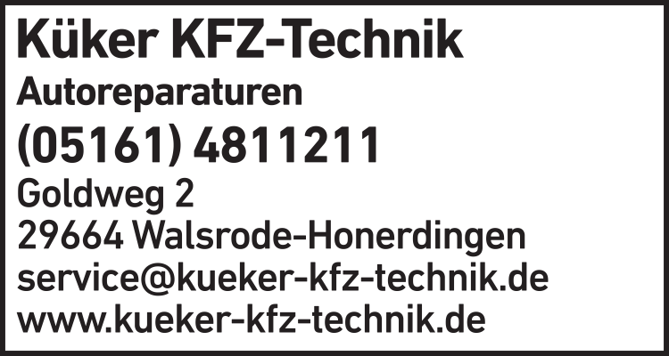 Anzeige KFZ-Technik Torsten Küker Anzeige KFZ-Technik Torsten Küker