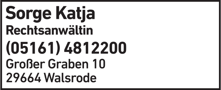 Anzeige Sorge Katja Rechtsanwältin Anzeige Sorge Katja Rechtsanwältin