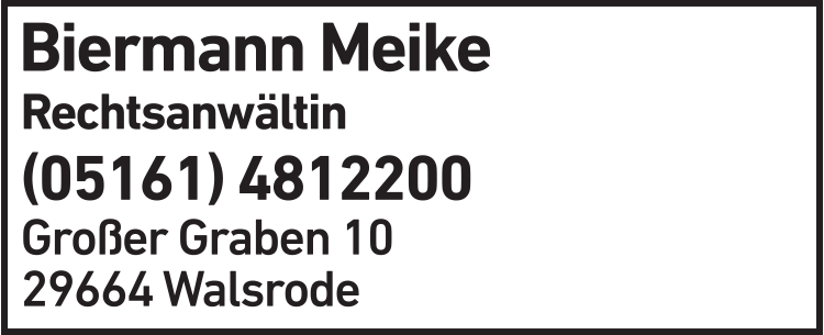 Anzeige Biermann Meike Rechtsanwältin Anzeige Biermann Meike Rechtsanwältin