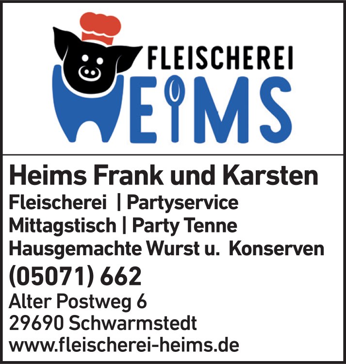 Anzeige Fleischerei & Partyservice Heims Anzeige Fleischerei & Partyservice Heims