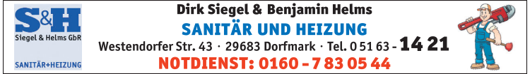 Anzeige Siegel & Helms GbR Anzeige Siegel & Helms GbR