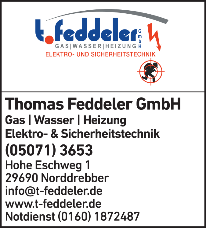 Anzeige Thomas Feddeler GmbH Heizung, Gas- und Wasserinstallation Anzeige Thomas Feddeler GmbH Heizung, Gas- und Wasserinstallation