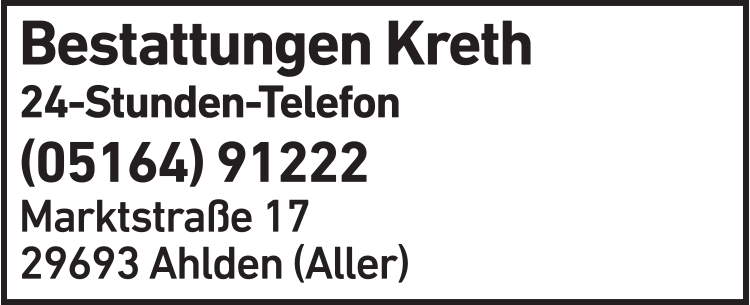 Anzeige Kreth Rolf Bestattungen Anzeige Kreth Rolf Bestattungen