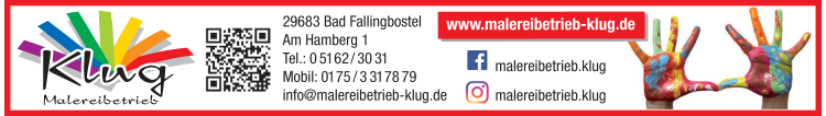 Anzeige Klug Malereibetrieb Anzeige Klug Malereibetrieb