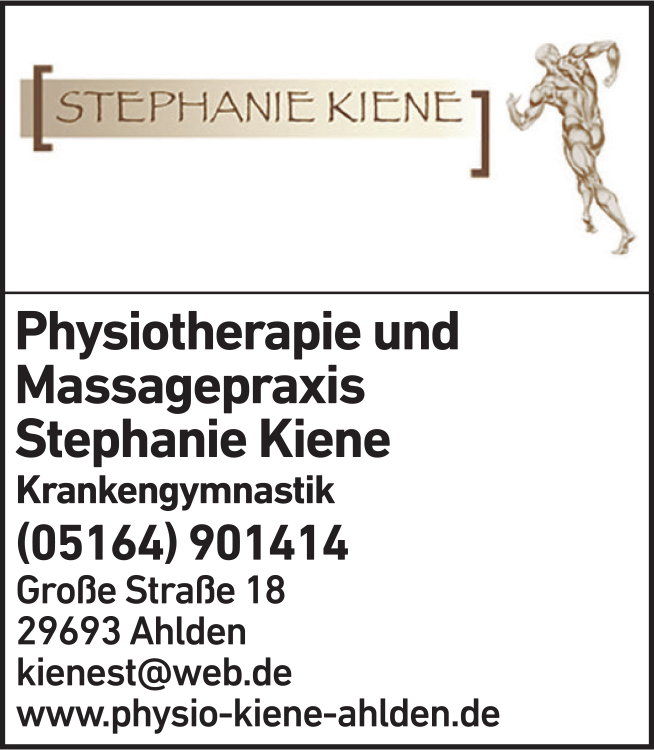 Anzeige Kiene Stephanie Praxis für Krankengymnastik Anzeige Kiene Stephanie Praxis für Krankengymnastik