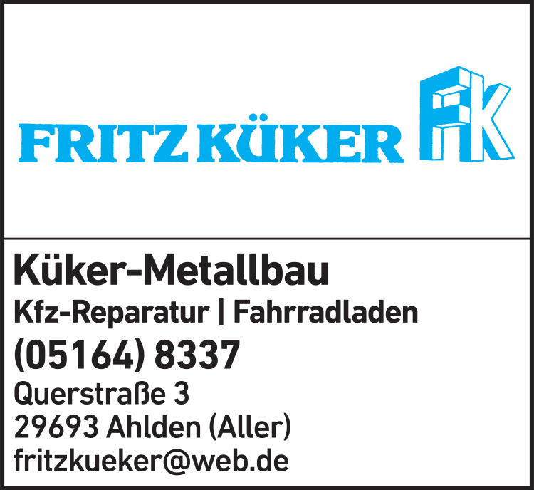 Anzeige Küker Fritz Metallbau Anzeige Küker Fritz Metallbau