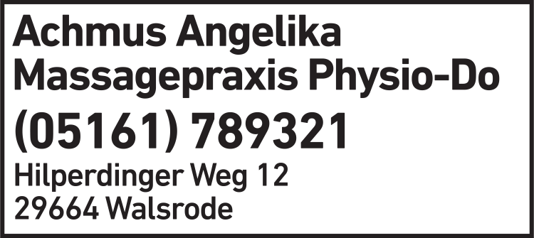 Anzeige Achmus Angelika Physio-Do Massagepraxis Anzeige Achmus Angelika Physio-Do Massagepraxis