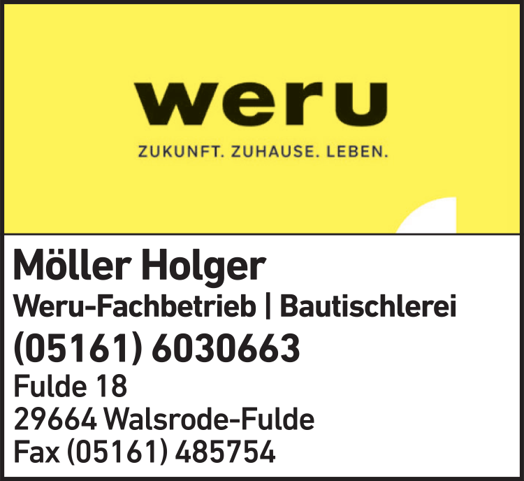 Anzeige Möller Holger WERU Fachbetrieb Anzeige Möller Holger WERU Fachbetrieb