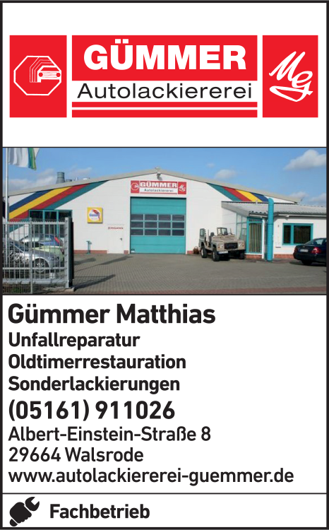 Anzeige Gümmer Matthias Autolackiererei Anzeige Gümmer Matthias Autolackiererei