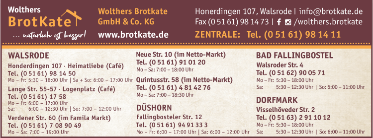 Anzeige Wolthers Brotkate (im Netto-Markt) Bäckerei Anzeige Wolthers Brotkate (im Netto-Markt) Bäckerei