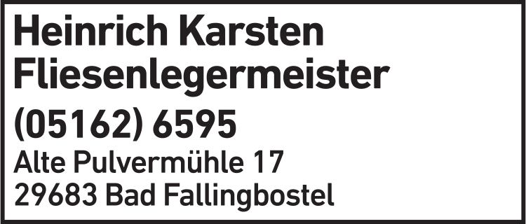 Anzeige Heinrich Karsten Fliesenlegermeister Anzeige Heinrich Karsten Fliesenlegermeister