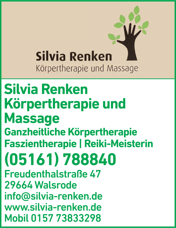 Anzeige Renken Silvia Körpertherapie u. Massage Anzeige Renken Silvia Körpertherapie u. Massage